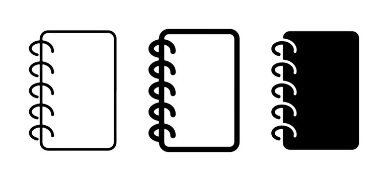 Spiral Notebook Icons, Wire-O Bound Journal Templates, Blank Page Notepads for Design