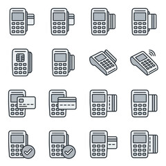 Fototapeta premium Digital payment terminal and credit card machine icons.