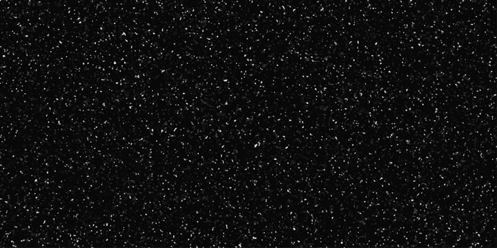 Minimalist white and black speckle texture, terrazzo flooring consists of chips of marble texture. random ink dots, black background, subtle grain pattern, abstract monochrome design.