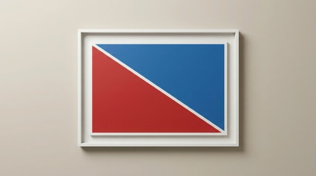 Usa labor day minimalist art red and blue geometric design in white frame