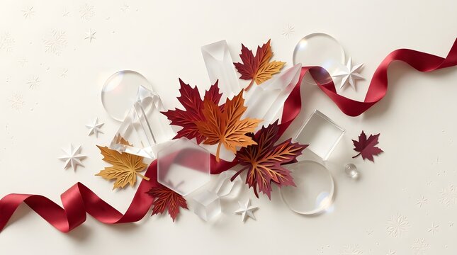 Celebrating the civic holiday autumn maple leaves ribbons festive decorations