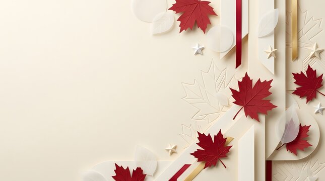 Canada day civic holiday celebration autumn maple leaves and festive decorations