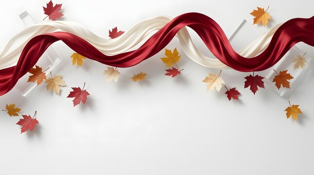 Canada day civic holiday celebration maple leaves ribbons and festive autumn design