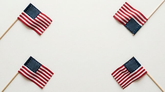 Usa labor day celebration american flags on white background patriotic holiday theme