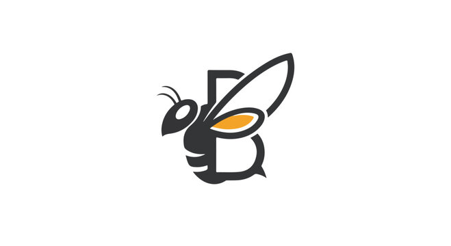 Playful stylized bee emblem logo with bold yellow and black colors.