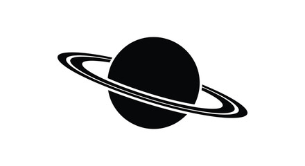 Saturn Silhouette With Rings Black On White Background © MBHM Studio