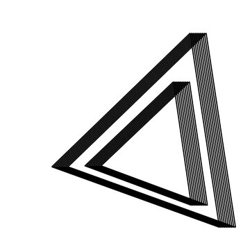 Impossible penrose triangle optical illusion line art illustration 