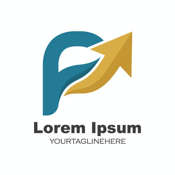 This logo features an upward arrow, symbolizing growth and progress, paired with flowing elements, ideal for businesses focused on innovation and success.