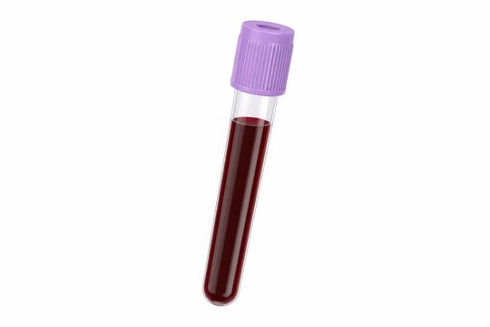 EDTA Anticoagulant Blood Collection Tube for Complete Blood Count and Hematology Analysis on White Background