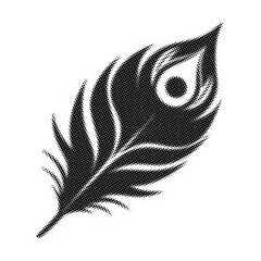 Intricate black and white stylized peacock feather with eye pattern design vector illustration transparent background © AbstractZone