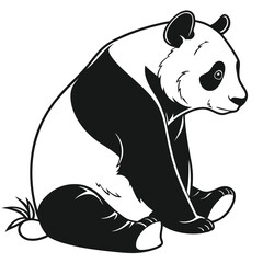 Giant panda bear sitting calmly monochrome illustration ©  Image Factory