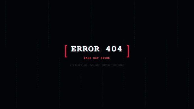 Glitchy system error 404 page not found background
