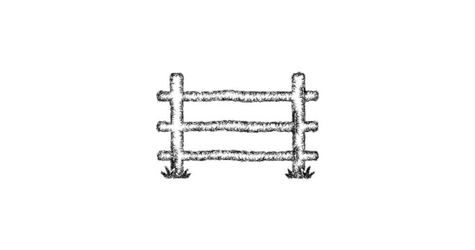 Sketch split rail fence icon animation - smooth progressive reveal