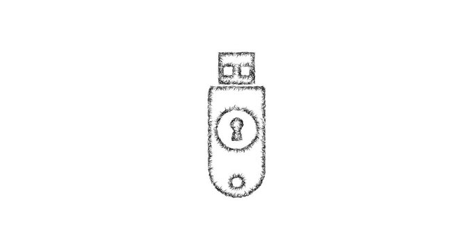 Sketch usb security key icon animation - smooth progressive reveal