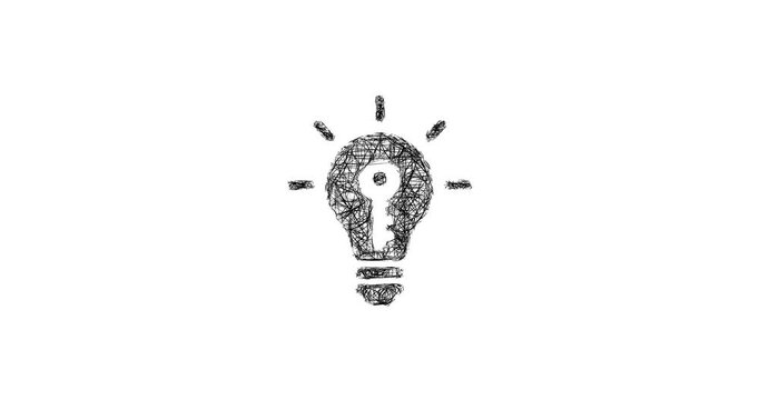 Sketch key idea icon animation - smooth progressive reveal