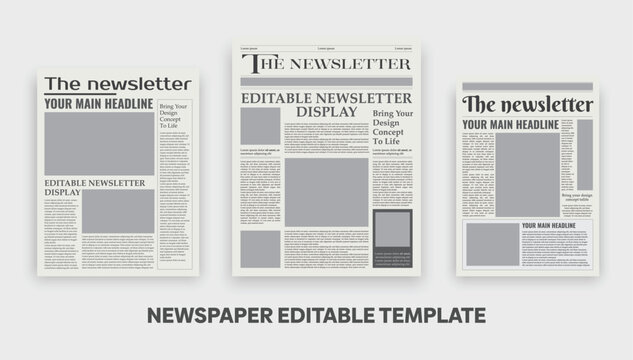 daily newspaper with text and picture placeholder. Classic News Report Layout Mockup,