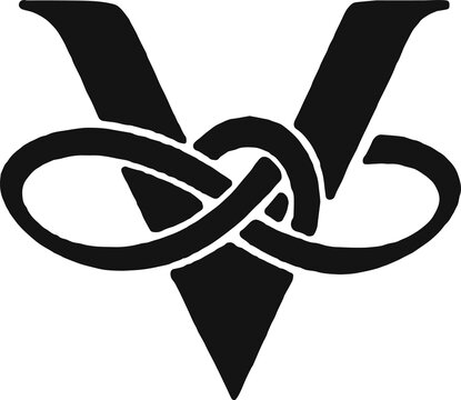 Letter V infinity knot logo vector