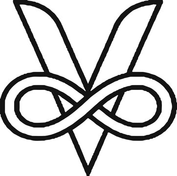 Letter V infinity knot logo vector