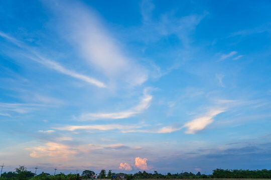 beautiful airatmosphere bright blue sky background abstract clear texture with white clouds.