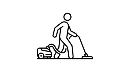 Fototapeta premium Person Cleaning Floor with Vacuum Cleaner Icon