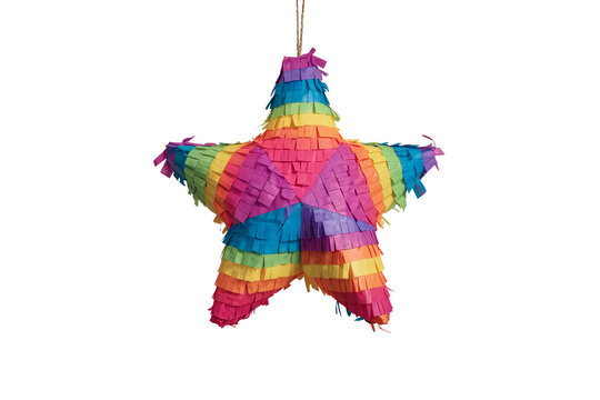 Colorful Star Pi&ntilde;ata Party Decoration Isolated on Transparent Background