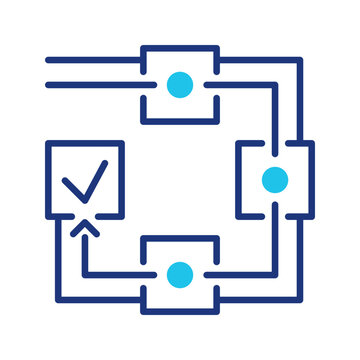 Algorithm flowchart icon. Technology and programming line symbol. Color.