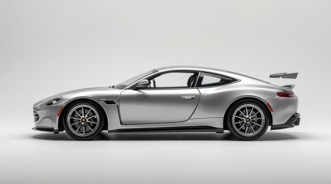 Sleek silver sports car with aerodynamic spoiler and alloy wheels