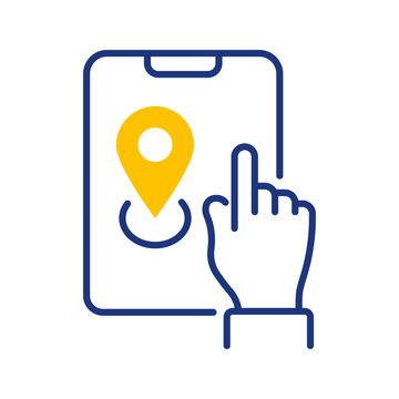 Location pin icon. Technology and maps line symbol. Color.