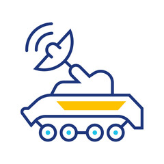Satellite communication icon. Science and planetary rover line symbol. Color. © M.Style