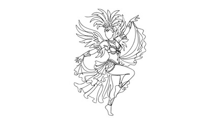 Fototapeta premium Carnival Dancer Line Art