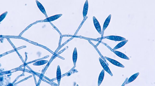 Microscopic view of Microsporum canis fungal culture, a dermatophyte mold causing ringworm infections in humans and pets