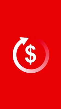 Animated dollar coin icon with rotating circular refresh arrows. Representing financial growth and money icon. dollar refund icon, currency exchange icon animation. dollar and round circle arrow icon.