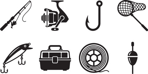 Fishing equipment set icons collection © tarik