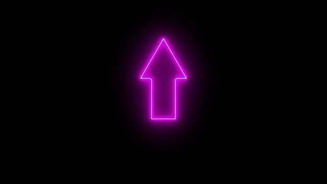 Neon sign White wiggly up pointing sketch arrow icon on alpha 4k, up direction arrows symbol. arrow button icon or swipe-upload arrow signal animation. 