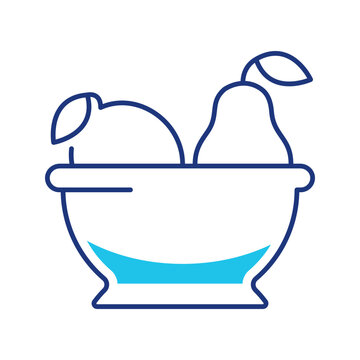 Fruit bowl icon. Food and fruit line symbol. Color.