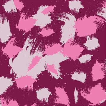 Seamless pattern abstract acrylic brush strokes texture in maroon magenta and pastel pink expressive grunge artwork design for textile fabric print wrapping paper fashion decor modern graphic element