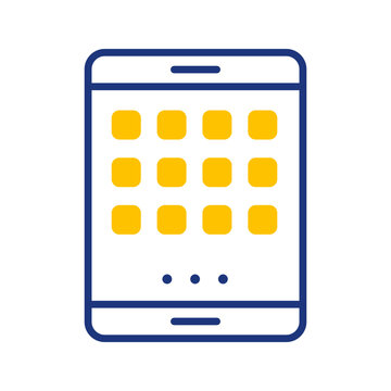Tablet app icon. Technology and mobile device line symbol. Color.