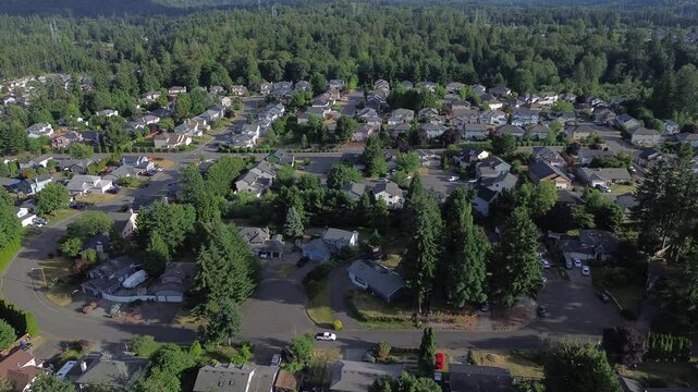Distant mountain silhouettes overlook pockets woven into landscapes of Kent, WA. homes benefit from seclusion, as vegetation creates buffers separating life from busier urban corridors nearby