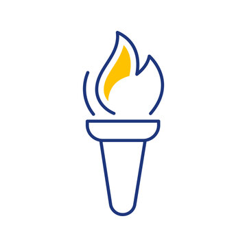 Torch flame icon. Culture and ceremony line symbol. Color.