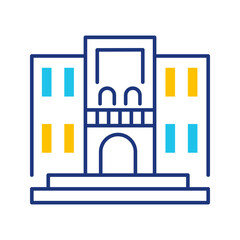 Obraz premium Bazaar building icon. Business and bazaar line symbol. Color.