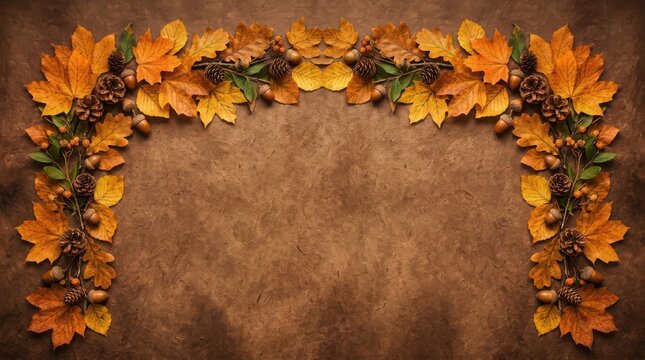 Vibrant Fall Leaves Border Frame for Autumn or Thanksgiving Day Designs