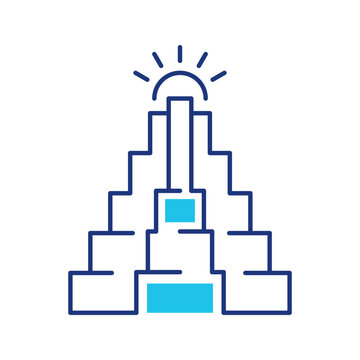 Hindu temple icon. Religion and temple line symbol. Color.