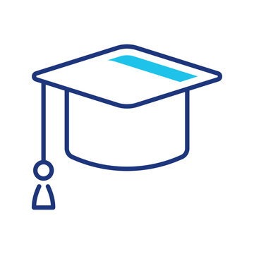 Graduation cap icon. Education and graduation line symbol. Color.