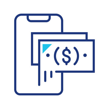 Mobile payment icon. Business and mobile payments line symbol. Color.