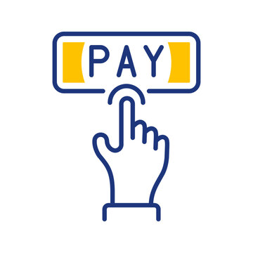 Pay button icon. Business and online payments line symbol. Color.