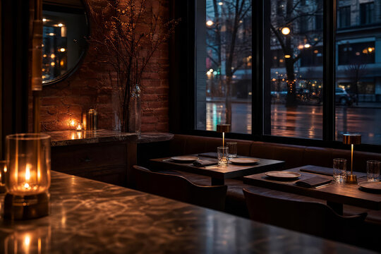 Contemporary Cafe Dining Rainy City Cafe With Natural Restaurant Colors
