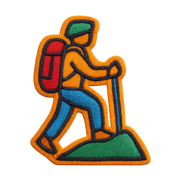 PNG Colorful embroidered hiking patch