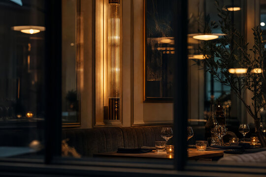 Hidden Courtyard Corner Photographed In Evening Ambience With Layered Restaurant Depth
