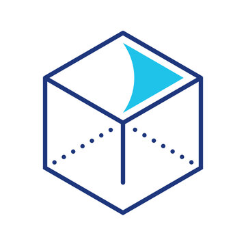 Cube geometry icon. Education and geometry line symbol. Color.