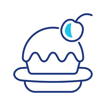 Dessert cake icon. Food and dessert line symbol. Color.